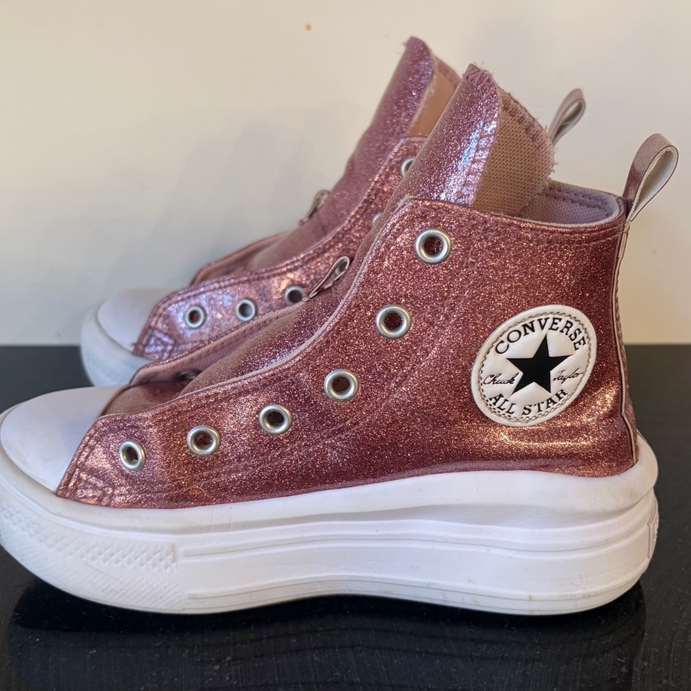 Converse Glitter High-Top Platform Sneakers in Rose Pink